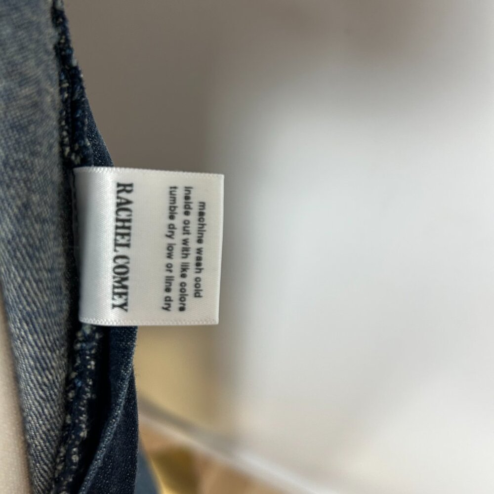 Rachel Comey Women Blue Straight Leg Cut-Off Side Zip Cotton Pull On Jeans 4 - Picture 8 of 9